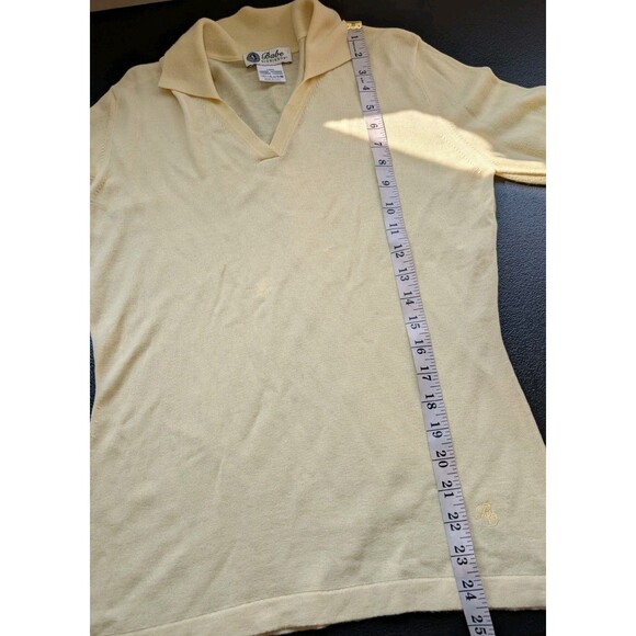 Babe Didrikson Vintage Womens Sweater 100% Cashmere Yellow Preppy Golf Medium - Picture 6 of 11